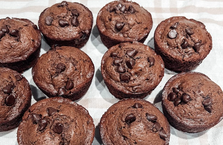 sourdough double chocolate muffins